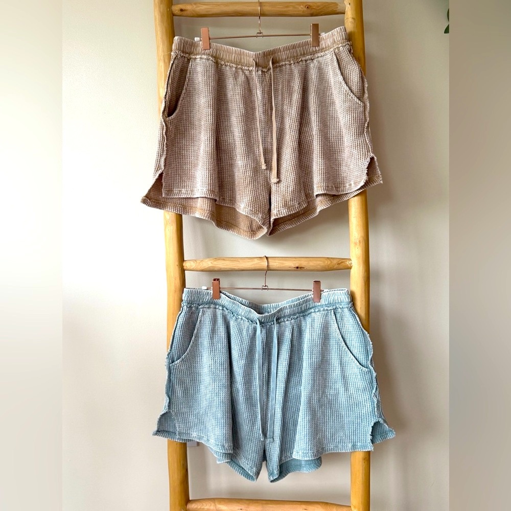 White Birch Set 2 Pairs Waffle Textured Drawstring Soft Lounge Beach Shorts XL